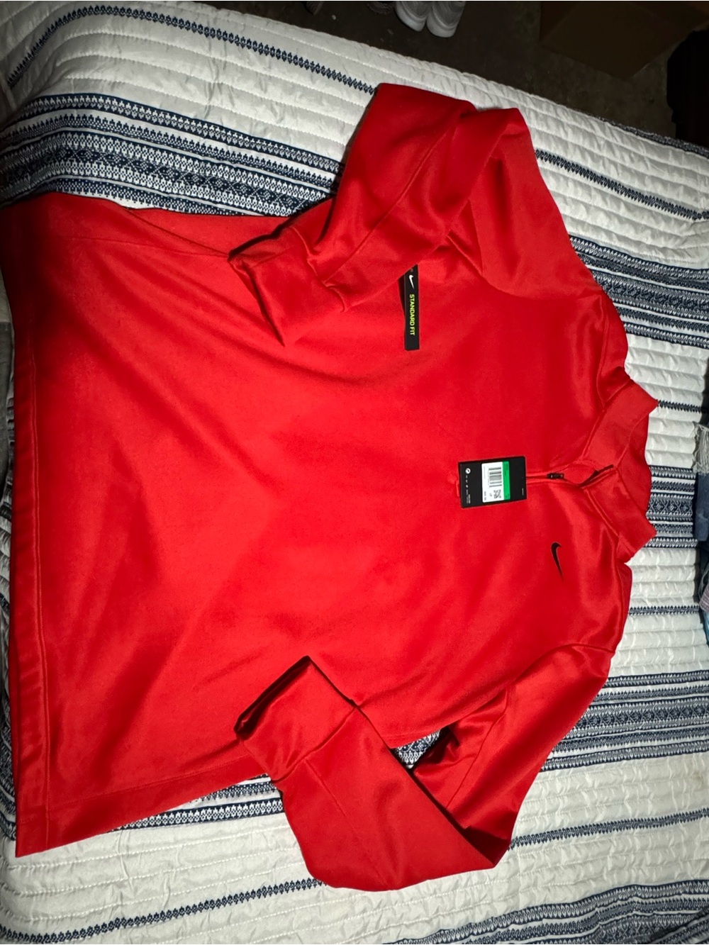 Nike Red Athletic Quarter-Zip Top with Black Tag